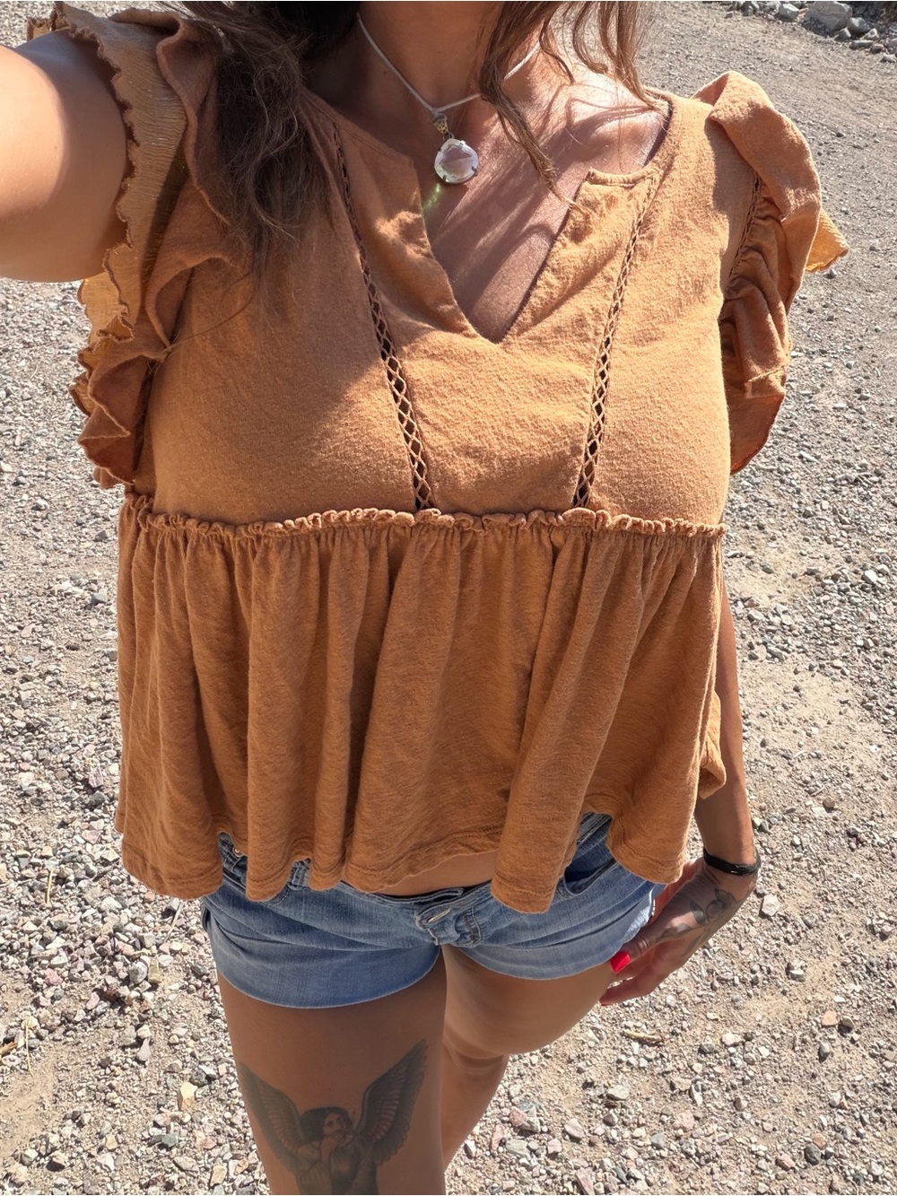 Ruffled Flutter Sleeve Peplum Top